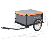 Miniatyr av produktbild för Cykelvagn grå och orange 65 kg
