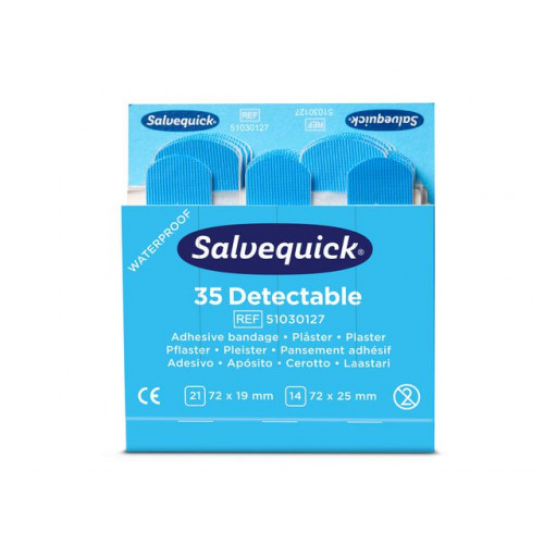 Salvequick Plåster Detectable refill blå 35/fp