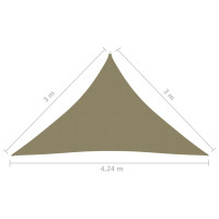 Produktbild för Solsegel oxfordtyg trekantigt 3x3x4,24 m beige