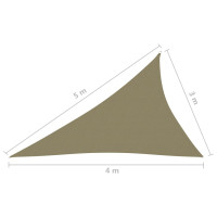 Produktbild för Solsegel oxfordtyg trekantigt 3x4x5 m beige