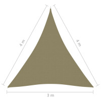 Produktbild för Solsegel oxfordtyg trekantigt 3x4x4 m beige