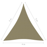 Produktbild för Solsegel Oxfordtyg trekantigt 4x5x5 m beige