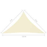 Produktbild för Solsegel Oxfordtyg trekantigt 4x4x5,8 m gräddvit