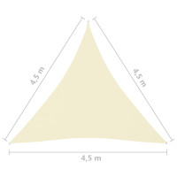 Produktbild för Solsegel Oxfordtyg trekantigt 4,5x4,5x4,5 m gräddvit