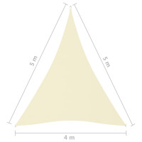 Produktbild för Solsegel oxfordtyg trekantigt 4x5x5 m gräddvit