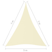 Produktbild för Solsegel oxfordtyg trekantigt 5x7x7 m gräddvit