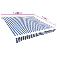 Produktbild för Markisduk 4 x 3 m blå & vit (utan ram)