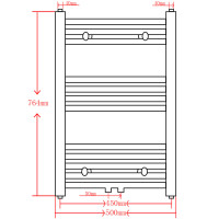 Produktbild för Handdukstork centralvärme element rak 500 x 764 mm grå