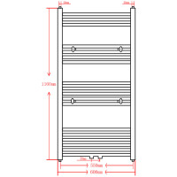 Produktbild för Handdukstork centralvärme element rak 600 x 1160 mm grå