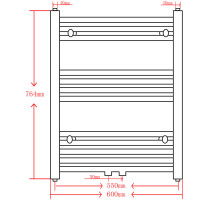 Produktbild för Handdukstork centralvärme element rak 600 x 764 mm svart