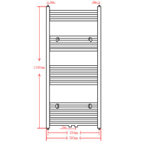 Produktbild för Handdukstork centralvärme element rak 500 x 1160 mm svart