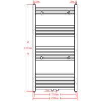 Produktbild för Handdukstork centralvärme element rak 600 x 1160 mm svart