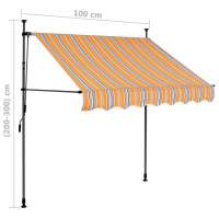 Produktbild för Markis manuellt infällbar med LED 100 cm gul och blå