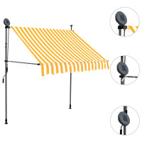 Produktbild för Markis manuellt infällbar med LED 100 cm vit och orange