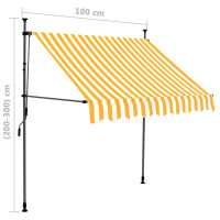 Produktbild för Markis manuellt infällbar med LED 100 cm vit och orange