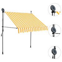 Produktbild för Markis manuellt infällbar med LED 150 cm vit och orange