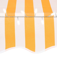 Produktbild för Markis manuellt infällbar med LED 200 cm vit och orange