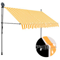 Produktbild för Markis manuellt infällbar med LED 250 cm vit och orange