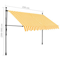 Produktbild för Markis manuellt infällbar med LED 250 cm vit och orange