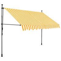 Produktbild för Markis manuellt infällbar med LED 300 cm vit och orange