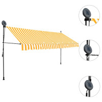 Produktbild för Markis manuellt infällbar med LED 350 cm vit och orange