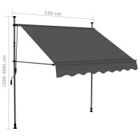 Produktbild för Markis manuellt infällbar med LED 150 cm antracit