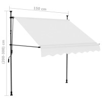 Produktbild för Markis manuellt infällbar med LED 150 cm gräddvit