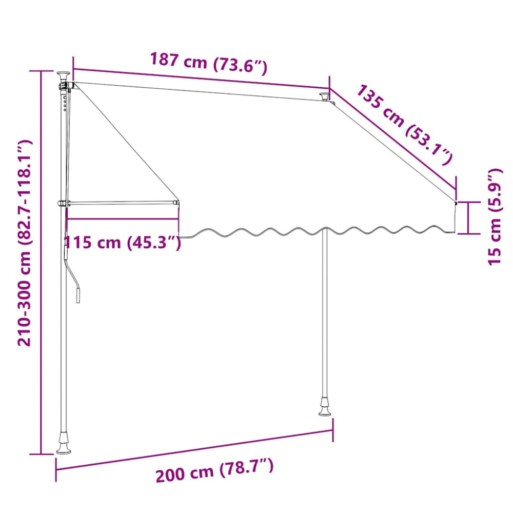 Produktbild för Markis manuellt infällbar med LED 200 cm orange och brun