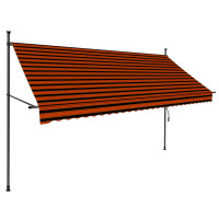 Produktbild för Markis manuellt infällbar med LED 300 cm orange och brun