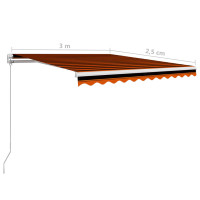 Produktbild för Markis manuellt infällbar 300x250 cm orange och brun