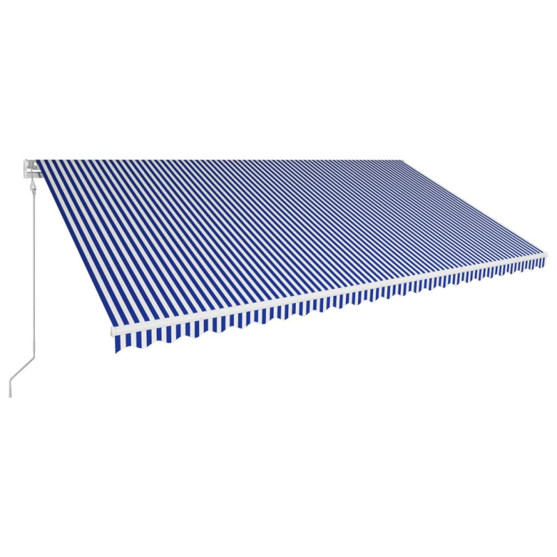 Produktbild för Markis automatiskt infällbar 600x300 cm blå och vit