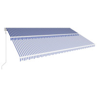 Miniatyr av produktbild för Markis automatiskt infällbar 600x300 cm blå och vit