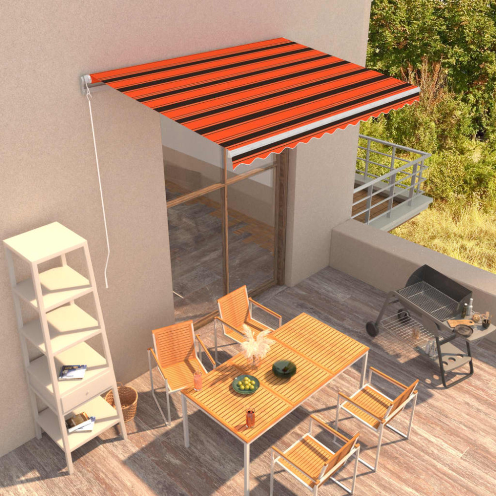 Produktbild för Markis manuellt infällbar 350x250 cm orange och brun