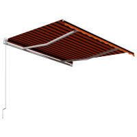 Produktbild för Markis manuellt infällbar 350x250 cm orange och brun