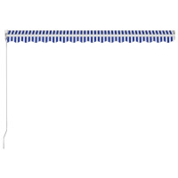 Produktbild för Markis manuellt infällbar 450x300 cm blå och vit
