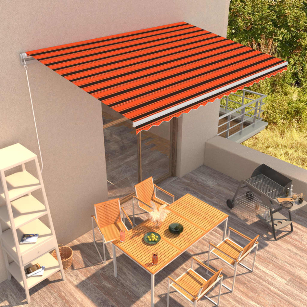 Produktbild för Markis manuellt infällbar 450x300 cm orange och brun