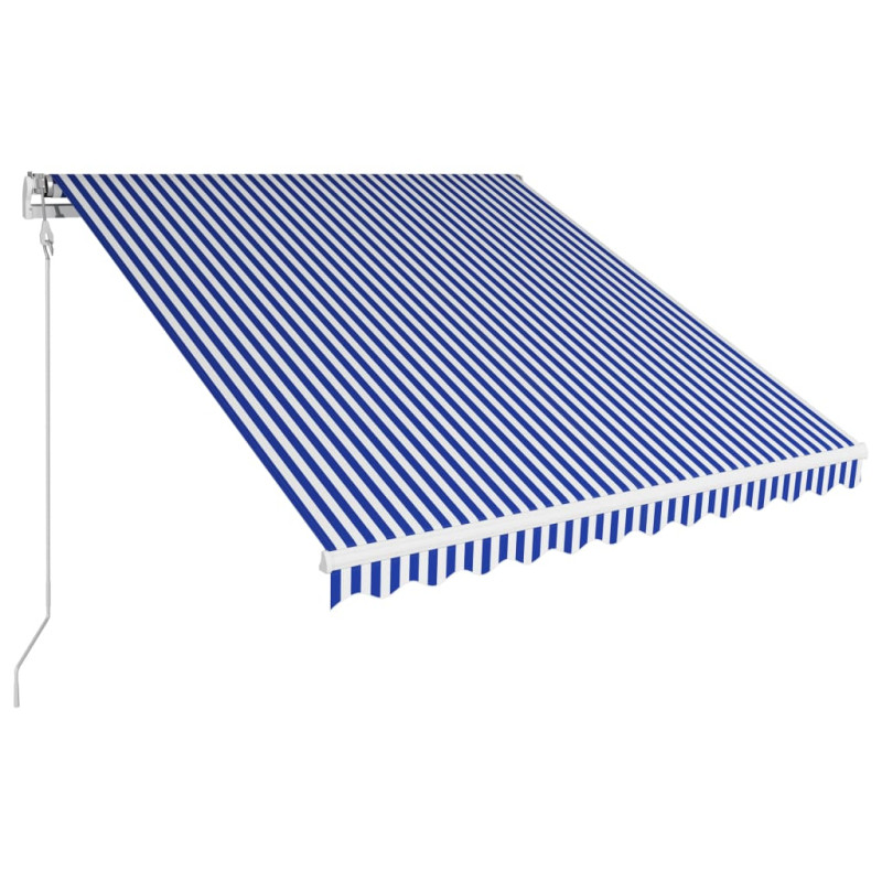 Produktbild för Markis automatiskt infällbar 350x250 cm blå och vit