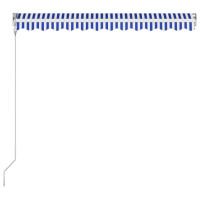Miniatyr av produktbild för Markis automatiskt infällbar 350x250 cm blå och vit