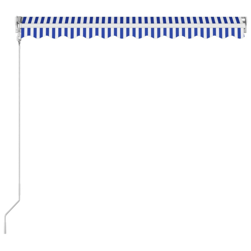 Produktbild för Markis automatiskt infällbar 350x250 cm blå och vit
