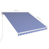 Miniatyr av produktbild för Markis automatiskt infällbar 350x250 cm blå och vit
