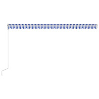 Produktbild för Markis automatiskt infällbar 500x300 cm blå och vit