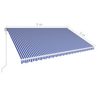 Produktbild för Markis automatiskt infällbar 500x300 cm blå och vit