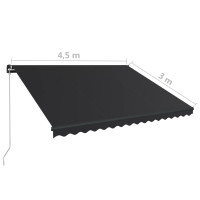 Produktbild för Markis manuellt infällbar 450x300 cm antracit