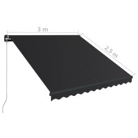 Produktbild för Markis manuellt infällbar med LED 300x250 cm antracit