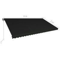 Produktbild för Infällbar markis med vindsensor & LED 600x300 cm antracit