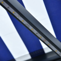 Produktbild för Markis manuellt infällbar med LED 350x250 cm blå och vit