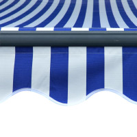 Produktbild för Markis med vindsensor & LED 500x300 cm blå och vit