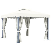 Produktbild för Paviljong med draperi 3x3 m gräddvit aluminium