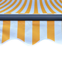 Produktbild för Markis manuellt infällbar med LED 400x300 cm gul och vit