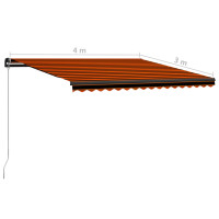 Produktbild för Markis manuellt infällbar med LED 400x300 cm orange och brun